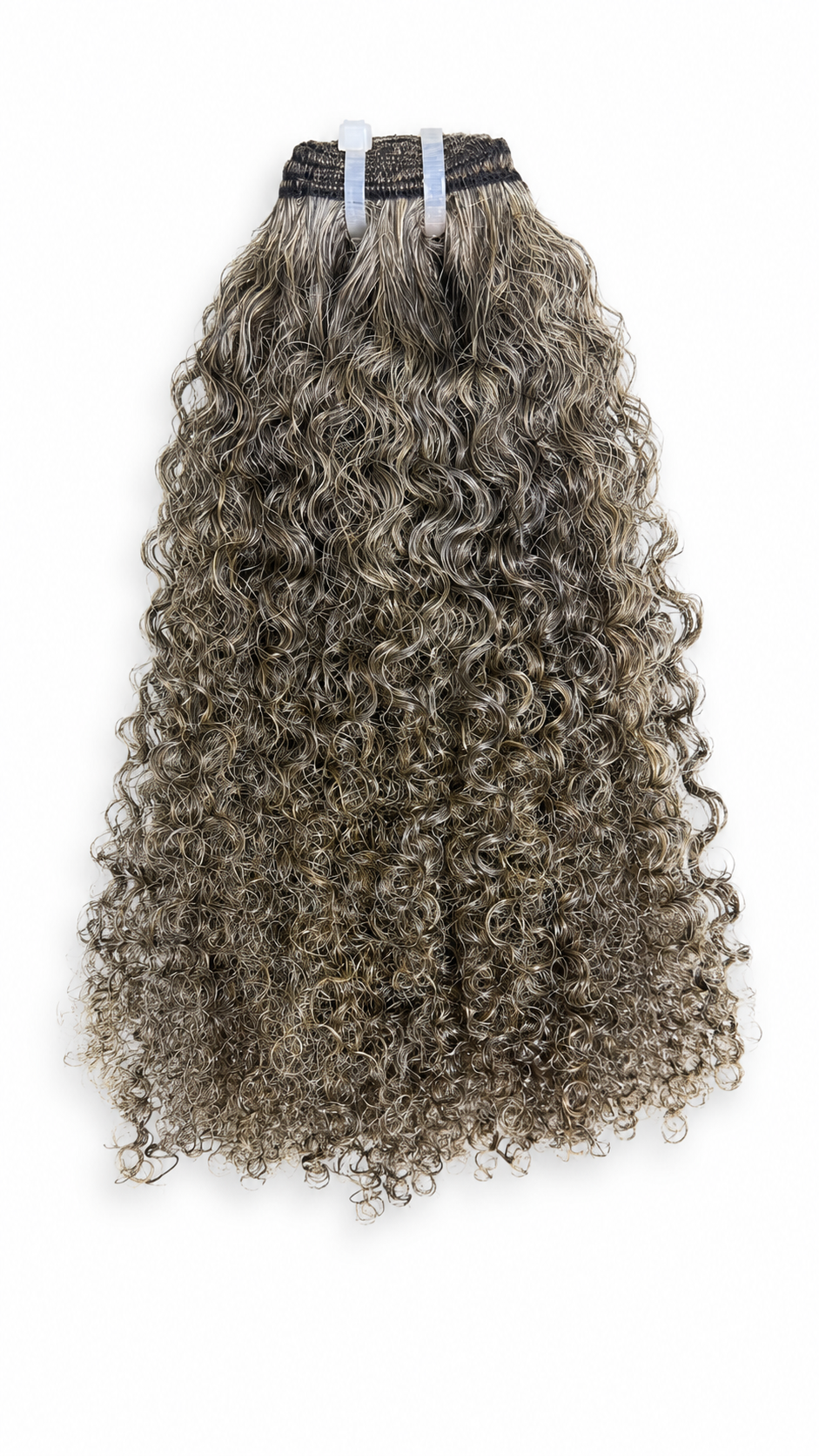 Grey kinky curly hair