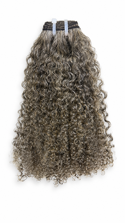 Grey kinky curly hair